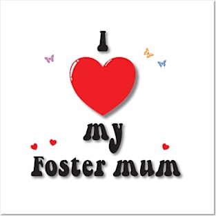 I love my foster mum heart doodle hand drawn design Posters and Art